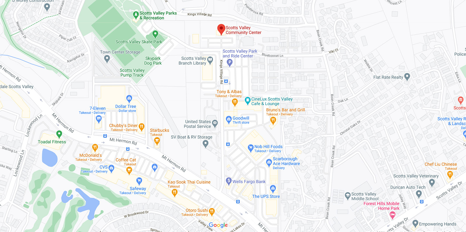 Scotts Valley Community Center Map